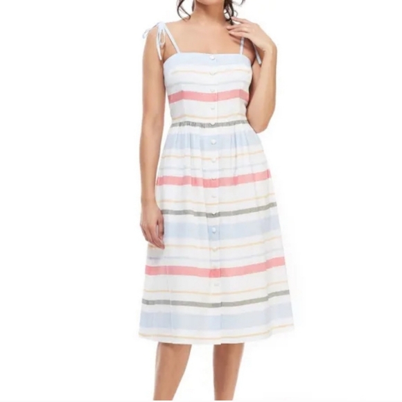 Gal Meets Glam linen striped strappy sundress size 8 - Picture 1 of 15